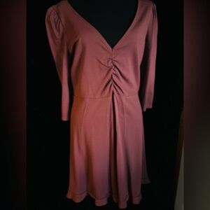 Pullover Fit & Flare V-Neck Ruched Dress size L